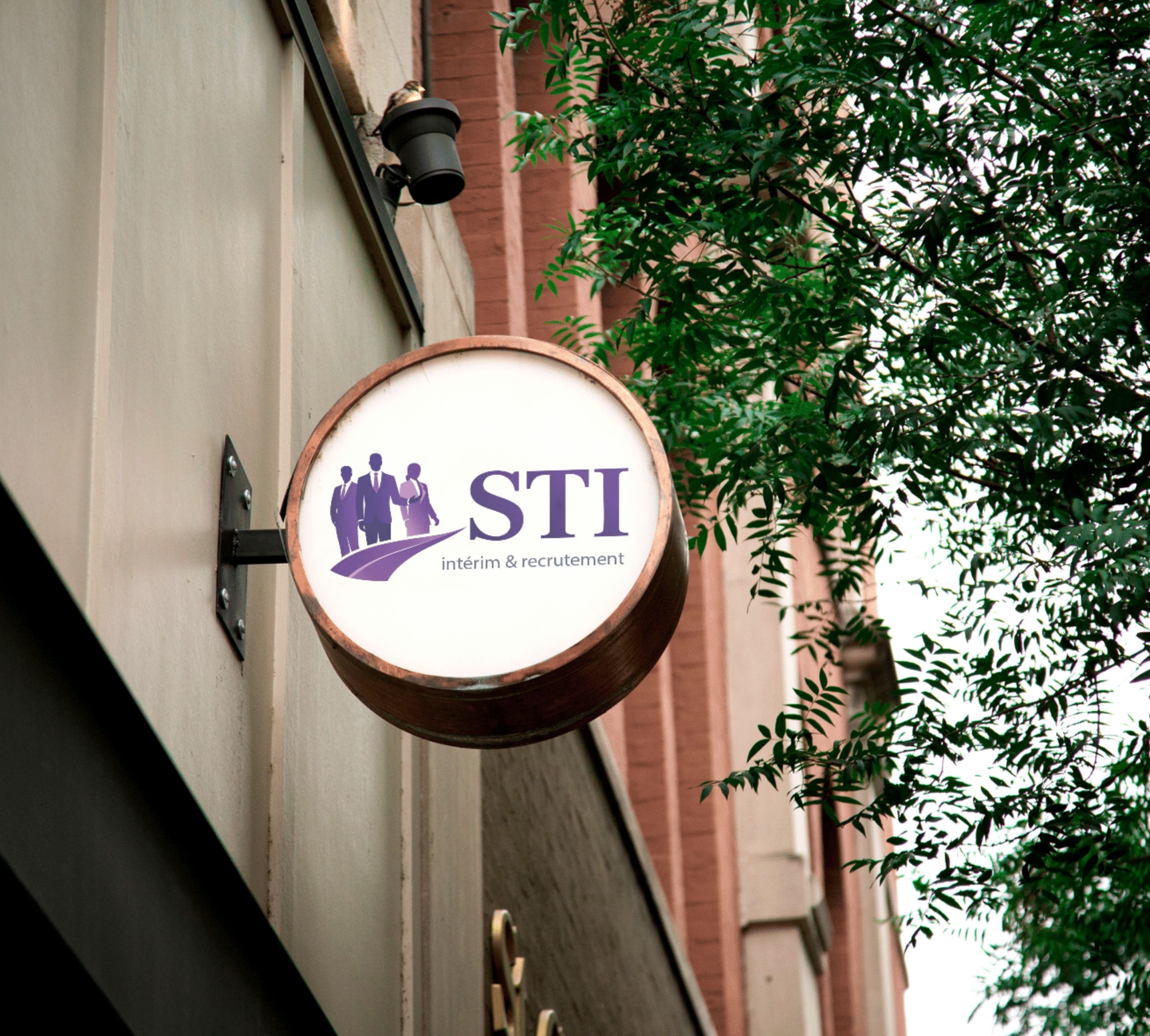drapeau d'enseigne de l'agence sti intérim